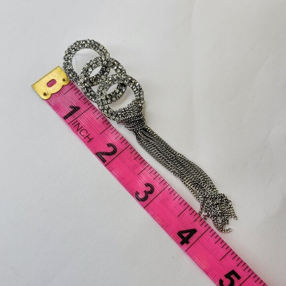 Long Rhinestone Tassel Earrings - Picture 6 of 11